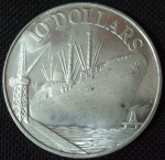 Singapura - 10 Dollars -1977 - 10º Aniversário da Independência - Prata 0.500, 31.1g,  40mm.
