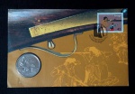 Moeda de Portugal - 200 escudos - 1993 - 36 mm - Série os descobrimentos portugueses: Espingarda - Na cartela (envelope) com selo e carimbo - EDIÇÃO LIMITADA.