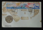 Moeda de Portugal - 100 escudos - 1988 - 34 mm - Série os descobrimentos portugueses: Cabo da Boa Esperança - Na cartela (envelope) com selo e carimbo - EDIÇÃO LIMITADA.