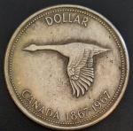 Canada -1967 - 1 Dollar - Centenário da Confederação Canadense - Prata 0.800, 23.3g,  36.0mm.