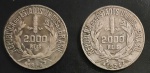 2 MOEDAS - Brasil - 1928 -1924 - 2000 réis - Prata 0.500, 8g,  26mm.