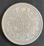 Índia - 1913 - 1 rúpia - Prata 0.917, 11.66g,  30.5mm - MBC
