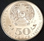 Cazaquistão - 2015 - 50 Tenge - 100º Aniversário de Nascimento de Jumabek Tashenov - Prata, 11.17g,  31mm.