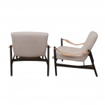 Zalszupin - Espetacular par de poltronas Ipanema, feitas em Jacarandá, com estofado linho branco e alças dos braços em couro do tipo soleta. Medidas de 68cm x 75cm x 80cm. Peças restauradas e em perfeito estado.