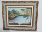 BELÍSSIMO QUADRO COM TÉCNICA DE ÓLEO SOBRE CARTÃO 38 cm x 20 cm. Assinado canto inferior direito, moldura em madeira 59 cm x 49 cm.