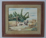 Quadro- OST. Medidas: 66cm x 58cm e 44cm x 36cm (tela). Apresenta rasgo na tela.