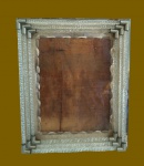 Porta retrato em vidro de Murano com hastes retorcidas e acabamentos em metal niquelado , Itália anos 40 . Med. 30 x 25 cm