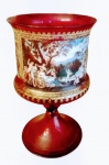 Grande taça em vidro veneziano na cor rubi . Med. 30 cm alt