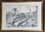 Piranesi : Gravura "Veduta di  , circulo Piranesi , Itália séc. XVIII . Med. Mi 46 x 66 e Me 66 x 86 cm