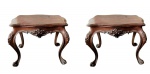 Par de elegantes mesas ratonas em jacarandá , final séc XIX / XX . Med. 65 45 x 50 cm alt