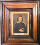 Escola Holandesa : "Retrato de um Cavalheiro" , O.S. Cobre , datado XXVII. (1656) . Mi 16 x 12 cm Me 38 x 34 cm