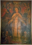 ESCOLA CUZQUENHA : Excepcional e antigo quadro da Escola de Cuzco , procedente de coleção particular do Rio de Janeiro , séc XVII/XVIII. Med. 1,50 x 1,07 m