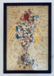 Quadro peixe, pintura com papel, assinado Walter, envidraçado. Med. 35x24 cm.