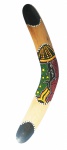 Boomerang autraliano de madeira com pintura feita a mão. Medida 40 cm de comprimento.