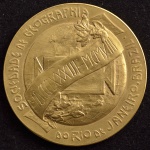 Medalha Comemorativa, Presidente Marquês de Paranaguá - Sociedade de Geografia do Rio de Janeiro, Data 1888/1908 , Bronze Dourado, Muito Bem Conservada.