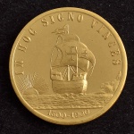 Medalha Comemorativa, 4º Centenário do Descobrimento do Brasil, Data 1500/1900, Bronze Dourado, Flor de Cunho.