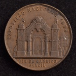 Medalha Comemorativa, Exposição Nacional - Lembrança do Pavilhão de São Paulo, Data 1908, Bronze, Flor de Cunho.