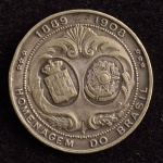 Medalha Comemorativa, Homenagem do Brasil a D.Manoel II Rei de Portugal, Data 1889/1908, Bronze Prateado, Muito Bem Conservada.