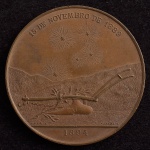 Medalha Comemorativa, Comemoração do Governo do Marechal Floriano Peixoto - Arado, Data 1894, Gravador Carneiro, Cobre, Flor de Cunho.
