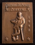 Medalha Comemorativa, Centenário do Palhaço Piolin - Escola Nacional do Circo, Data 1998, Bronze Esmaltado, Flor de Cunho.