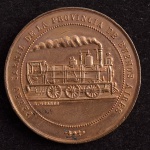 Medalha Comemorativa, Província de Buenos Aires - Inauguração da Linha Ferroviária, Data 13 de Abril de 1890, Bronze, Flor de Cunho.