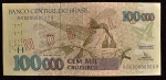 Cédula Brasileira, "MODELO", Valor 100.000 Cruzeiros, Período 1992, Flor de Estampa.