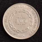 Moeda Brasileira, Império, Valor 500 Reis, Ano 1858, Prata, Soberba.