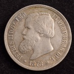 Moeda Brasileira, Império, Valor 1000 Reis, Ano 1878, Prata, Muito Bem Conservada.