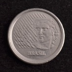 Moeda Brasileira, CUNHO TROCADO - HÍBRIDA ou MULA, Valor 5 Centavos Reverso no Disco de 1 Centavo , Ano 1994, Aço Inox, Muito Bem Conservada.