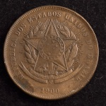 Moeda Brasileira, República, Valor 20 Reis, Ano 1900, Bronze, Soberba.