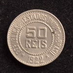 Moeda do Brasil, República, Valor 50 Reis, Ano 1922 ( Escassa), Níquel, Soberba/FC.