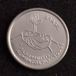 Moeda Brasileira, FAO - Alimentos para o Mundo, Valor 10 Centavos, Ano 1995, Aço Inox, Flor de Cunho.
