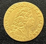 Moeda Estrangeira, PORTUGAL, Reinado de D.João V, Valor 800 Reis, Ano 1744, Ouro, Peso 1,6 g, Diâmetro 16 mm, MBC/Soberba.