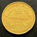 Moeda Estrangeira, AUSTRÁLIA ( Sidney Mint), Valor 1 Libra, Ano 1862, Ouro, Peso  8 g, Diâmetro 22 mm, Muito Bem Conservada.