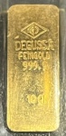 Barra de Ouro, SUÍÇA, Degussa Feingold 999,9, Peso 10 g, Lacrada, Excelente Estado de Conservação.