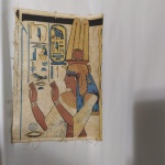Antigo papiros egipcios pintados a mão em tecido . Mede: 30x43 cm - Marcas do tempo