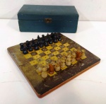 Antigo Mini  Jogo de Xadrez  em madeira