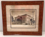 Antiga fotografia de edifício em Belo Horizonte a identificar emoldurado com vidro . Mede:  38 x 34 cm 