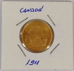 Moeda de libra esterlina inglesa  OURO (.917) - 22K - 1911- CANADÁ  - GEORGE V   - 7,98 g