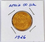 Moeda de libra esterlina inglesa  OURO (.917) - 22K - 1926 - AFRICA DO SUL -GEORGE V   - 7,98 g