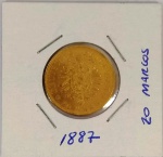 Moeda de ouro, Alemanha (Prússia) - 20 Marcos, 1887 - (7,96 g).