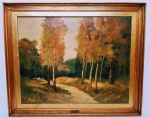 D. SOLARSKY -  ESCOLA EUROPÉIA - ´´CAMINHO NA FLORESTA Á TARDE´´- Rara e belíssima pintura finamente executada á óleo sobre tela representando linda paisagem de floresta dita ´´Caminho na floresta á tarde´´. Assinado no C.I.E. medindo 78 x 63CM.  Acompanha charmosa moldura em madeira de lei medindo 78 x 94CM. Meados do século XX. Artista provavelmente internacional.