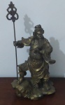 Espetacular escultura antiga de Soldado Guardião do Trono do Imperador - Escultura Oriental em Bronze - Meados do Séc. xx -  med 25 cm