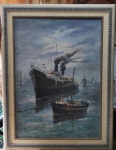 MARCELO MIURA - Quadro - OST - Assi, CID - Embarcação no mar - artista com diversas exposições - Med.64 x 83 com moldura.