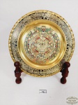 Prato Decorativo em metal dourado  , calendário maya, Mexicano. Medida:  21 cm diametro