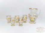 Jarra de suco com 5 copos decorada Flores e ouro. jarra 14 cm x 20 cm e copo 6 cm x 10 cm