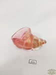 Enfeite Concha Murano Italiano Rosa com Pó de Ouro. Medida 12 cm