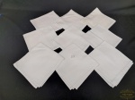 Jogo de 9 Guardanapos Brancos em Algodão  bainha  Ponto Ajour . Medida: 38,5 cm x 40 cm
