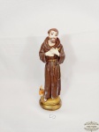 Escultura Imagem Santo São Francisco em  estuque  Pintado. Medida: 30 cm altura