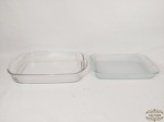 Lote 2 Travessas Retangular em Vidro Marinex. Medida: Jateada 34,5 cm x 21 e 39 cm x 24 cm